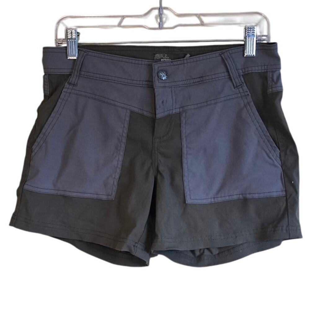 prana womens asha colorblock green and gray shorts size 4 stained